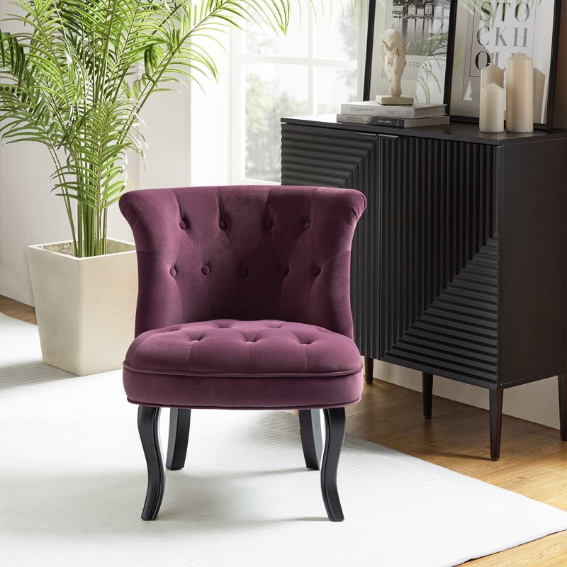 Louise Traditional Velvet Upholstered Wingback Side Chair with Button-Tufted  | Karat Home, 3 of 13