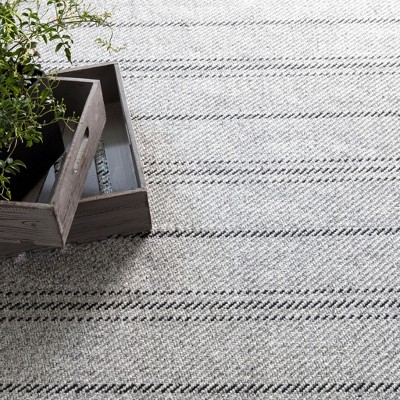 Gray and Black Striped Wool-Blend 2' x 3' Rug