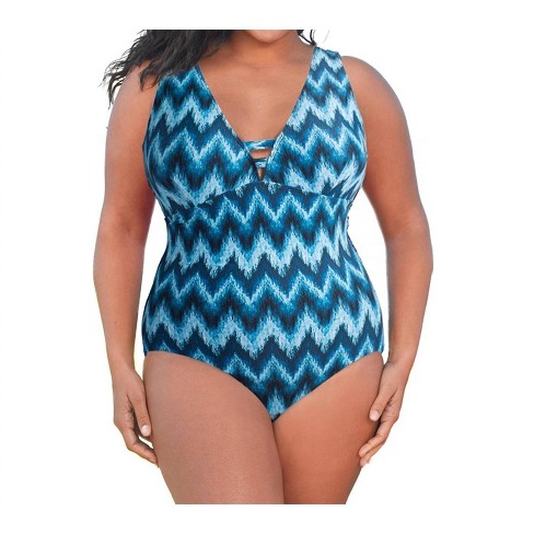 Women's Plus Size Double V Plunge One Piece Swimsuit - Always for Me - image 1 of 3