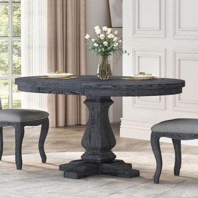Sapphtopaz Round Dining Table Kitchen Table 46" Farmhouse Wooden Dining Table Pedestal Base for Dining Room, Kitchen, Small Spaces