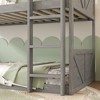 ZevemomoLow Twin Over Twin Bunk Bed,Solid Rubberwood Bed Frame with Built-in Ladder,for Small Spaces,Bedroom,Space Saving,No Box Spring Needed, White - 3 of 4