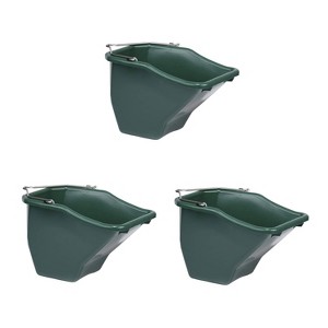 Little Giant 10-Quart Plastic Flat Back Angular Livestock Feed Bucket for Horses, Cattle, and Other Livestock, Green (3 Pack) - 1 of 2
