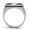 Slickblue Men’s Polished Stainless Steel Ring with Clear Crystal, No Plating, Synthetic Rhinestone, Size 8-13 - 3 of 4