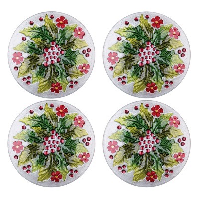 C&F Home Holly & Berry Glass Plate Set of 4