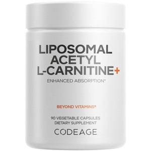 Codeage Liposomal Acetyl-L-Carnitine 500mg Supplement, 3-Month Supply, Liposomal ALC, Non-GMO - 90 ct - 1 of 4
