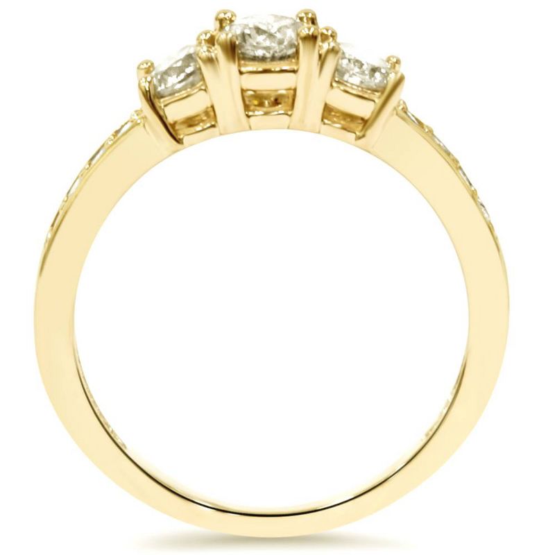Pompeii3 1 Ct 3-Stone Diamond Engagement Ring 10K Yellow Gold, 2 of 6