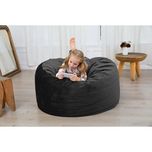 Polyester Composite Fleece Bean Bag Chair Cover - 115Cmx65Cm, 16KG Filling, Adult and Kid Sofa Cover, Grey Dorm Room Chair, Comfortable and Durable - 1 of 4