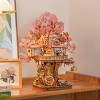 ROBOTIME 3D Puzzles Sakura Tree House Model Kit, DIY Wooden Puzzle, Home Decor Toys, Adult Kid Unique Holiday Gifts, Pink, 9.49"*11.8"*12.09" - 4 of 4