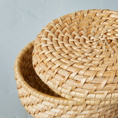 Natural Rattan Round Storage Basket with Lid