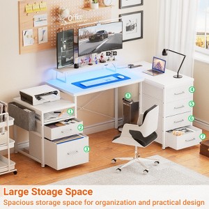 Aheaplus 70.8 Flip L-Shaped Computer Desk With RGB LED Light and Computer Stand Desk, Home Office Desk with Drawers - 1 of 4