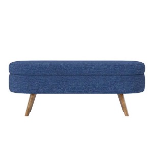 Gulches Blue Faux Fur Storage Bench - 38.97"L x 17.72"W x 16.54"H, 220-330lbs Capacity, Golden Metal Legs & Wood Frame, Plush Seating for Bedroom - 1 of 4