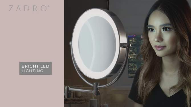 11" Round LED Wall Mount Powered by Battery or Adaptor Makeup Mirror - Zadro, 2 of 9, play video