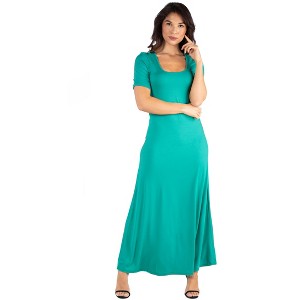 24seven Comfort Apparel Womens Casual Maxi Dress With Sleeves - 1 of 4