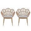 Set of 2 Outdoor Papasan Style Dining Chairs,Peacock Back Rattan Accent Chairs with Cushion,Woven Rattan Frame with Teak Style Legs-The Pop Home - 2 of 4