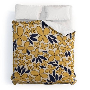 Deny Designs Alisa Galitsyna Four Leaf Flower Pattern Comforter and Pillow Sham Set Yellow - 1 of 4