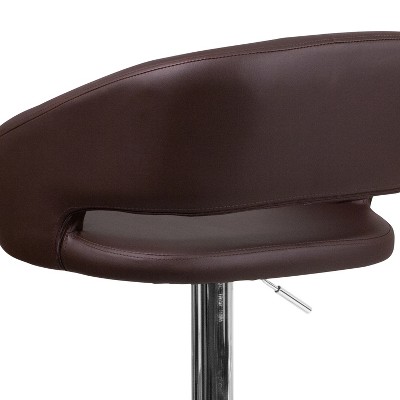 Erik Brown Vinyl Adjustable Swivel Barstool with Chrome Base