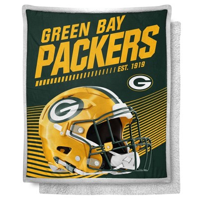 NFL Green Bay Packers New School Mink Sherpa Throw Blanket