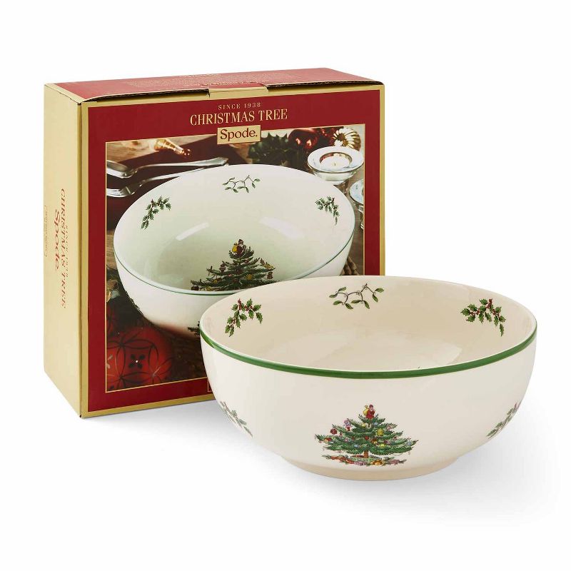 Spode Christmas Tree 9 Inch Serving Bowl for Serving Pasta, Salad, Fruit and Side Dishes, Made of Earthenware, 3 of 9