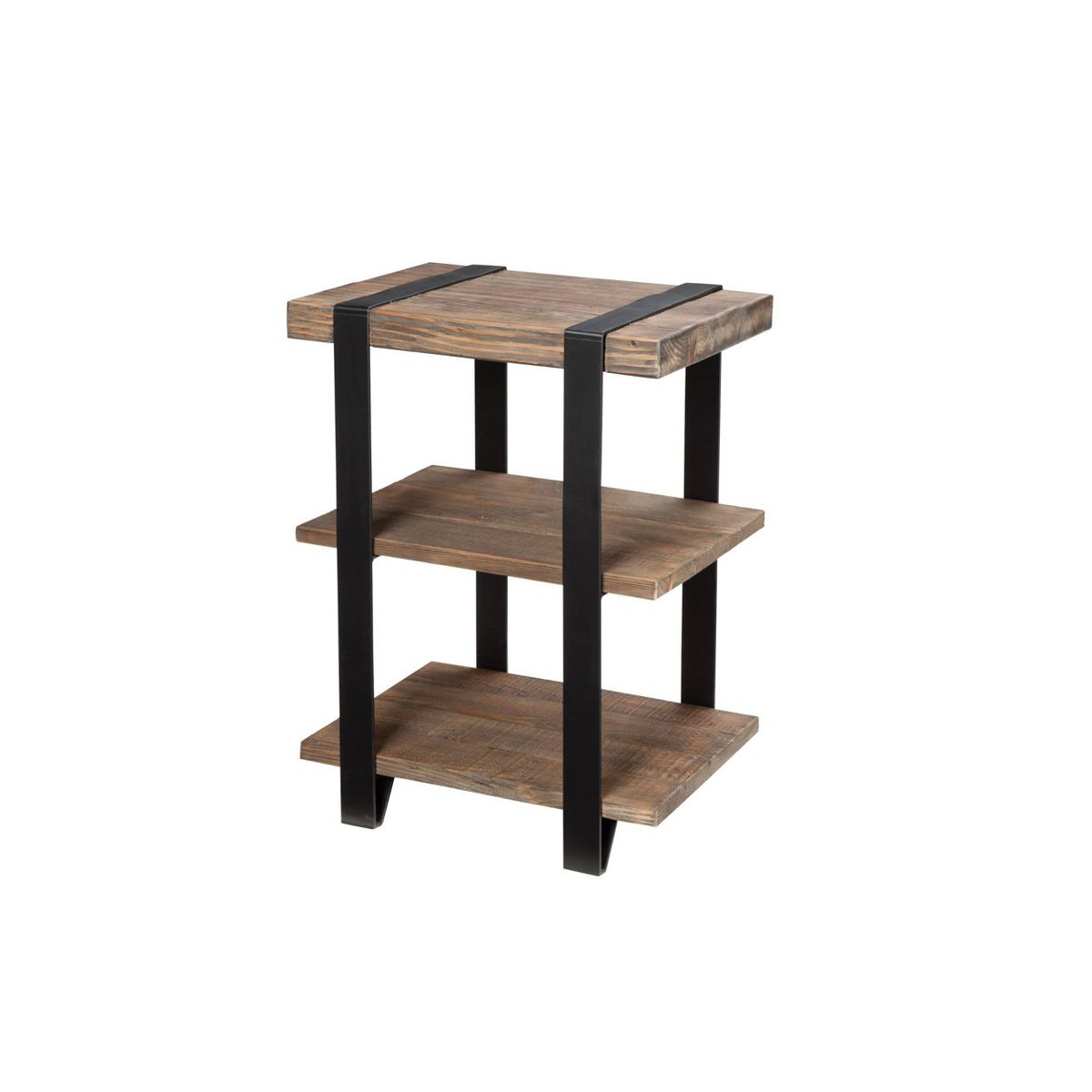 20" Modesto 2 Shelf Solid Wood and Metal End Table - Alaterre Furniture: Industrial, Rustic Design - thumbnail 2