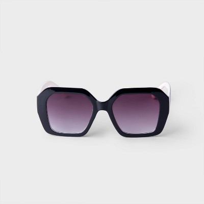 Women's Two-Tone Oversized Angular Square Sunglasses - A New Day™ Black