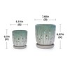 NAYSAYE Planter Set of 2 Ceramic Flowerpot with Drainage Hole for Indoor Outdoor Garden, White Green, 7.49"*7.49"*8.08" - 3 of 4