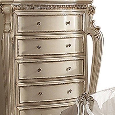 Antique Pearl Solid Wood 5-Drawer Chest with Felt Lined Drawers