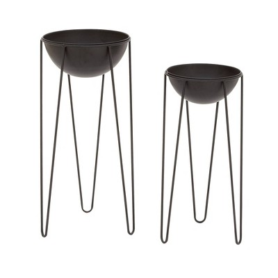 Set of 2 Modern Iron Dome Planters Black - Olivia & May