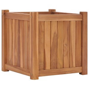vidaXL Durable Solid Teak Wood Raised Bed - Square Garden Planter with Large Capacity, Easy Assembly and Unique Wood Grain Finish - 1 of 4