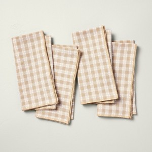 4pk Textured Gingham Cloth Napkins Beige/Cream - Hearth & Hand™ with Magnolia - 1 of 3