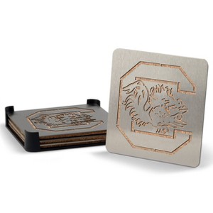 NCAA South Carolina Gamecocks Boasters Coaster: Stainless Steel & Cork, Set of 5 - 1 of 3