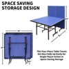 SEVOBAL Table Tennis Accessories 8ft Mid Size Ping Pong Table Foldable Portable Set for Indoor Games, Blue, 50"*26"*6" - 4 of 4