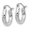 Black Bow Jewelry 3mm x 14mm, 14k White Gold, Diamond-cut Round Hoop Earrings - 2 of 4