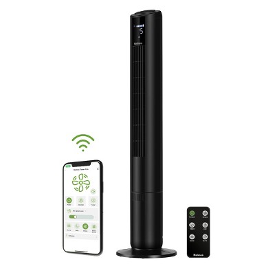 Holmes 42" Smart Connect Wi-Fi Digital Oscillating 5 Speed Tower Fan with Clear Read Display and Remote Control Black
