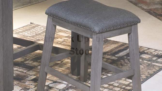 Set of 2 Caitbrook Upholstered Counter Height Barstool Dark Gray - Signature Design by Ashley, 2 of 5, play video