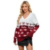 Clearlove Women's Ugly Christmas Sweater V-Neck Snowflake Sweater Long Sleeve Drop-Shoulder Festive Knit Pullover - 2 of 4