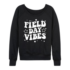 Women's - Instant Message - Field Day Vibes Lightweight French Terry Wide Neck Long Sleeve Graphic Shirt - 1 of 4