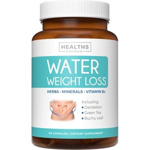 Water Weight Loss Capsules, Diuretic Water Pills for Bloating Relief, Weight Loss for Men & Women, Dandelion & Green Tea Pills, Healths Harmony, 60ct - 1 of 3