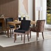 Dolonm Ultra Side Dining Chair, Thickened fabric chairs with neutrally toned solid wood legs, Bronze nail head, Set of 2,Leopard Print - 3 of 4