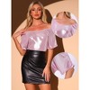 Allegra K Women's Metallic Off Shoulder Short Sleeve Boat Neck Blouse - 2 of 4