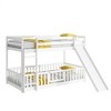 Dolonm Twin Over Twin Floor Bunk Bed with Slide, Ladder & Safety Door, Solid Pine Wood, 77.4"L x 79.3"W x 51.8"H - 2 of 4