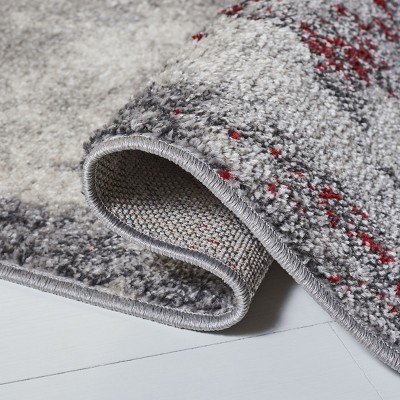 Adirondack Red and Grey Abstract Square Area Rug