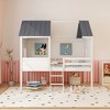 Tangkula Twin Low House Bed Wooden Loft Bed with Ladder Roof Windows Slatted Support - 4 of 4