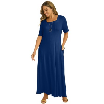 Jessica London Women's Plus Size Square Neck Maxi Dress