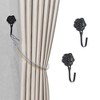 Unique Bargains Curtain Holdbacks Peony Hangers Iron 3.94"x1.97" 1Pair - 2 of 4