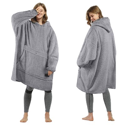 Tirrinia Fleece Blanket Hoodie Sweatshirt for Womens, Oversized Wearable Blanket Pullover with Hooded, One Size, Gift for Her