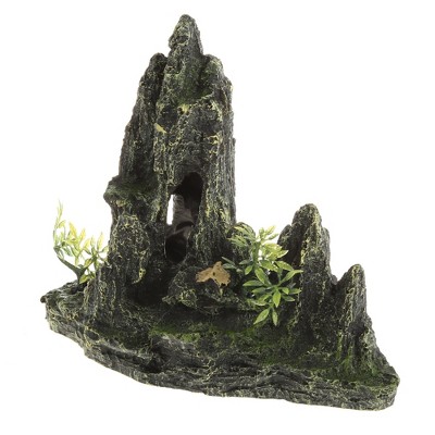 Unique Bargains Aquarium Terrariums Mountain for Fish Tank Landscape Decoration Green Gray 7.17" 1pcs
