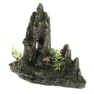 Unique Bargains Aquarium Terrariums Mountain for Fish Tank Landscape Decoration Green Gray 7.17" 1pcs - 1 of 4