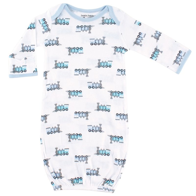 Luvable Friends Baby Boy Cotton Gowns, Train, 0-6 Months, 3 of 6
