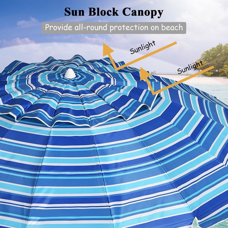 Costway 8 FT Beach Umbrella Outdoor Tilt Sunshade Sand Anchor W/Carry Bag, 5 of 11