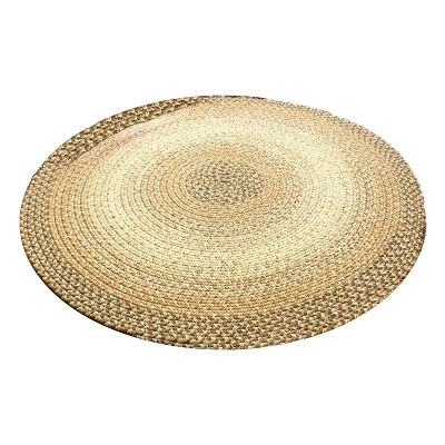 4' Circle Indoor and Outdoor Woven Area Rug Beige - Super Area Rugs